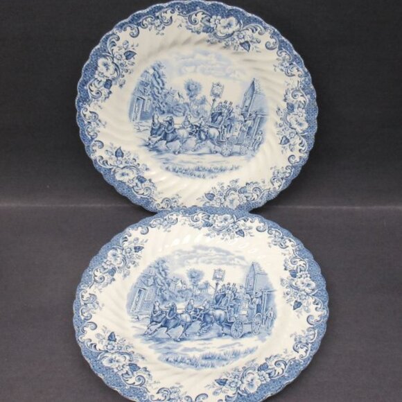 2 - Johnson Brothers England COACHING SCENES Blue 9 7/8 Inch Dinner Plates - Picture 2 of 4